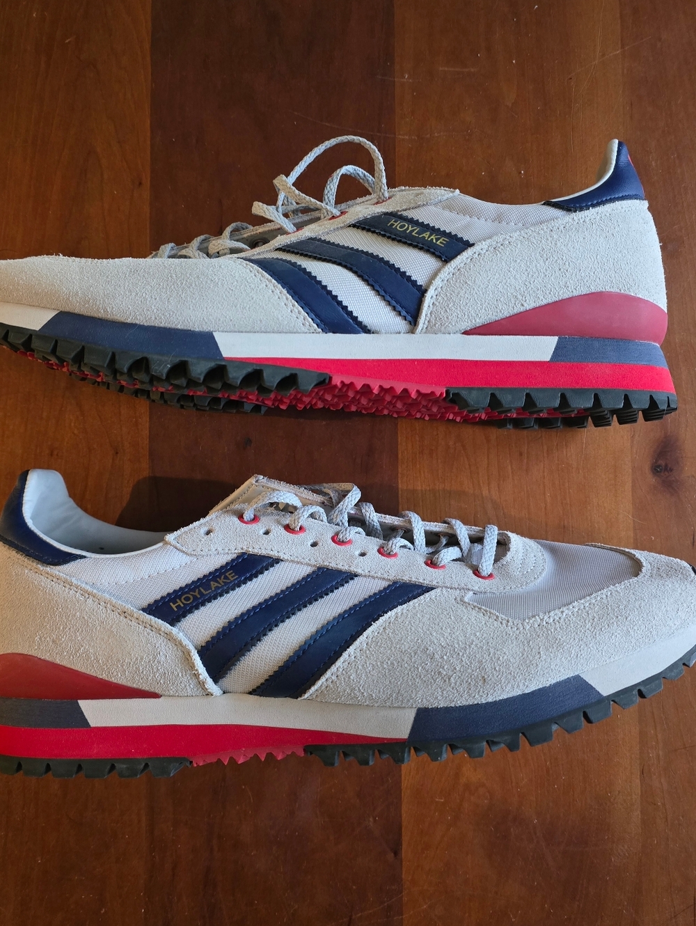 Adidas SPEZIAL, Hoylake Retro Runner Sneakers In Light Gray, Navy, & Red